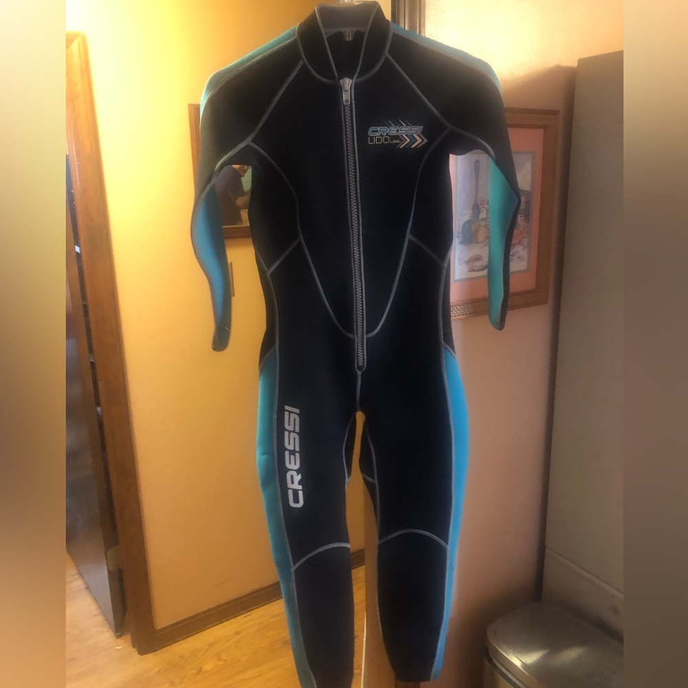 Cressi Women's Black & Teal Full Wetsuit - Front Zip